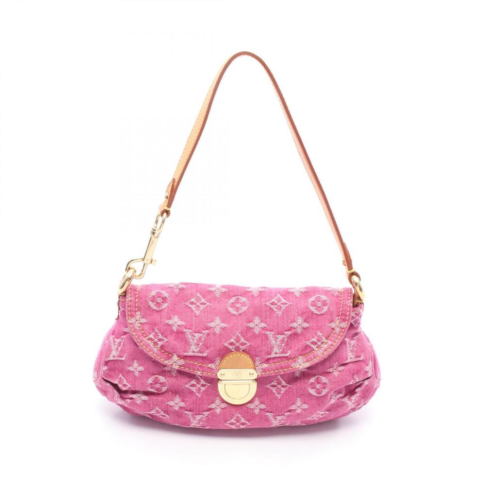 Louis Vuitton Pleaty Monogram Denim Fuchsia Pink Handbag Leather